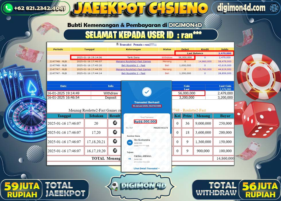 JACKPOT 16 JANUARI 2025
