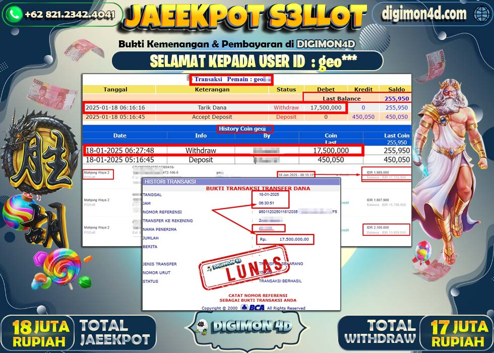 JACKPOT 18 JANUARI 2025